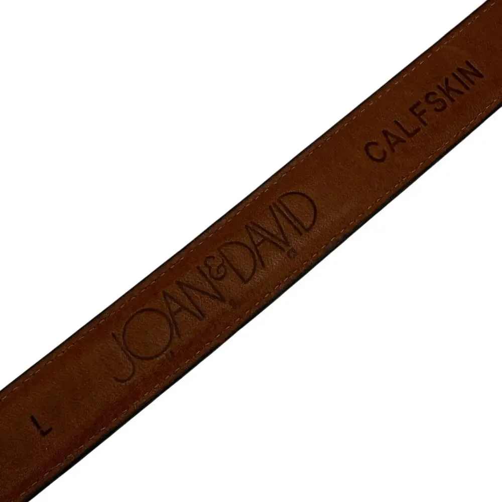 Vintage Joan & David Calfskin Brown Leather Belt Croc Embossed 90s Minimal